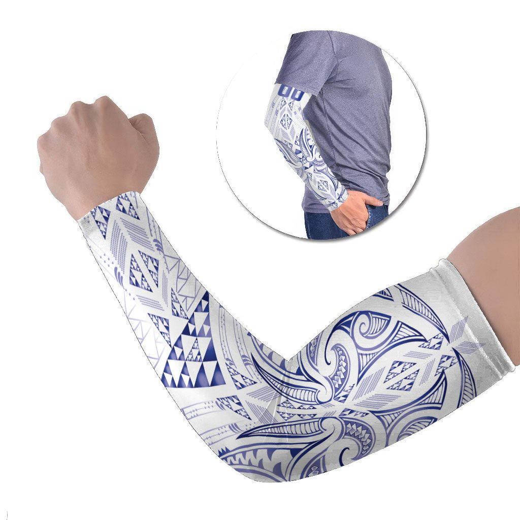 Maori Rugby Custom Ngaru Mangopare Arm Sleeves Kikorangi Niho Taniwha Motif