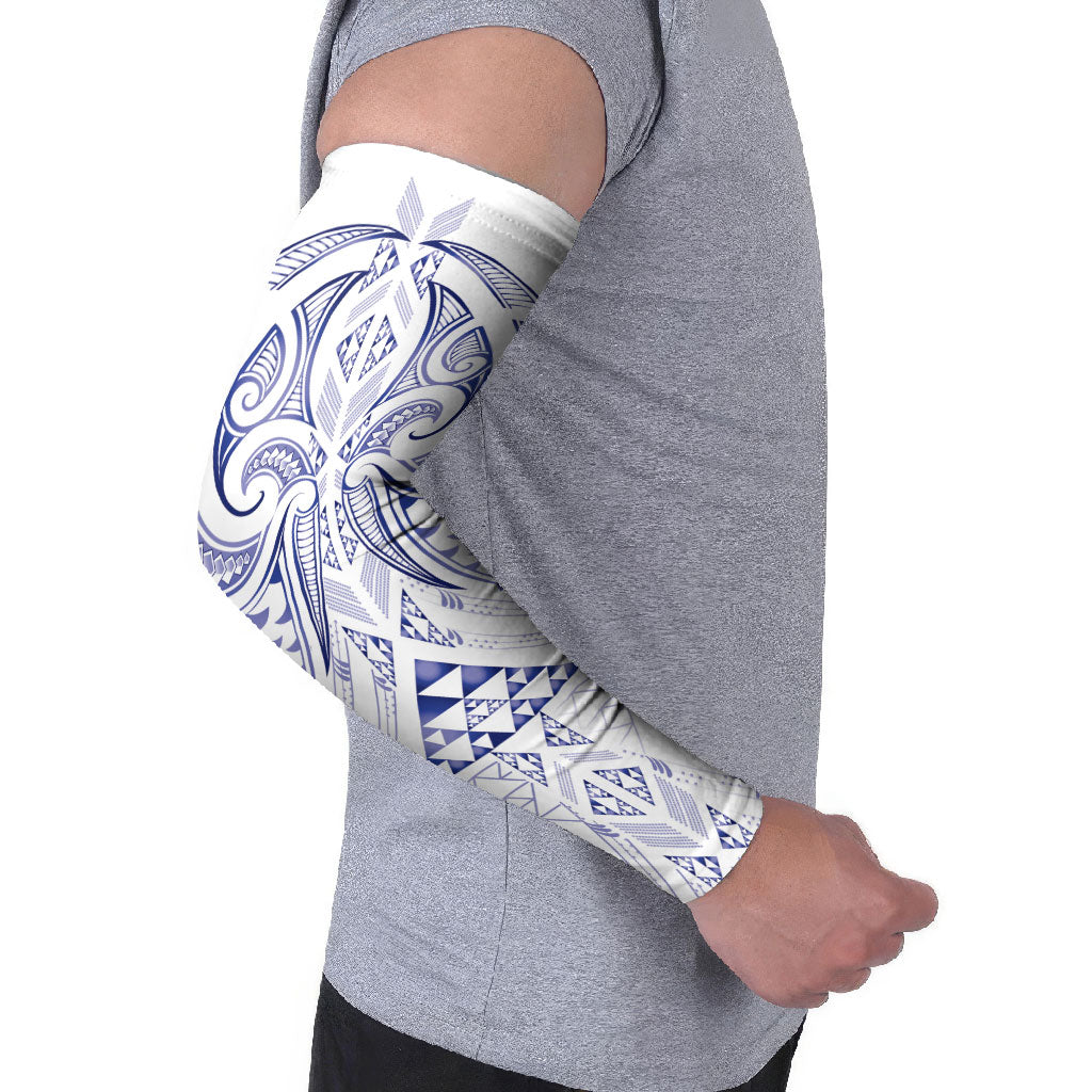 Maori Rugby Custom Ngaru Mangopare Arm Sleeves Kikorangi Niho Taniwha Motif