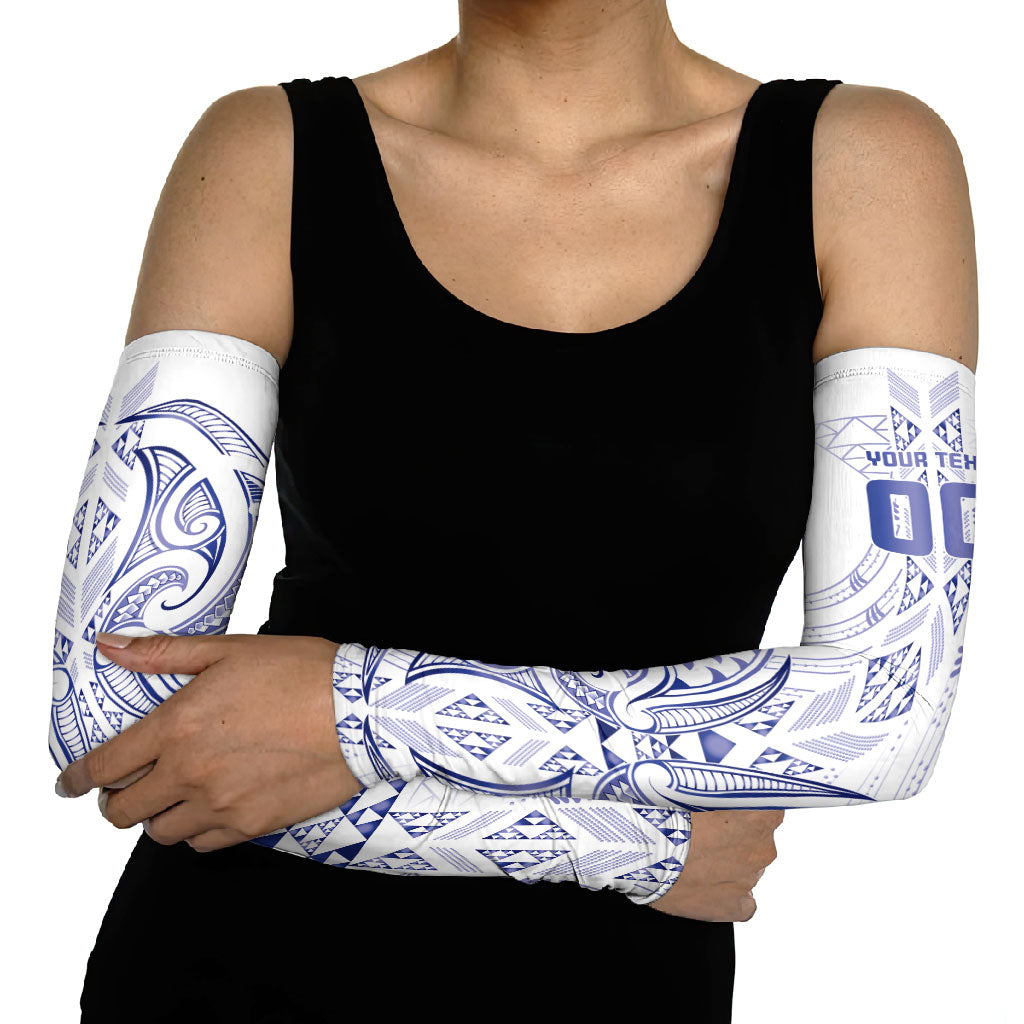 Maori Rugby Custom Ngaru Mangopare Arm Sleeves Kikorangi Niho Taniwha Motif