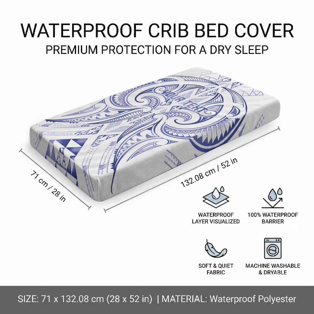 Maori Rugby Custom Ngaru Mangopare Baby Bed Cover Kikorangi Niho Taniwha Motif