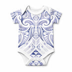 Maori Rugby Custom Ngaru Mangopare Baby Onesie Kikorangi Niho Taniwha Motif