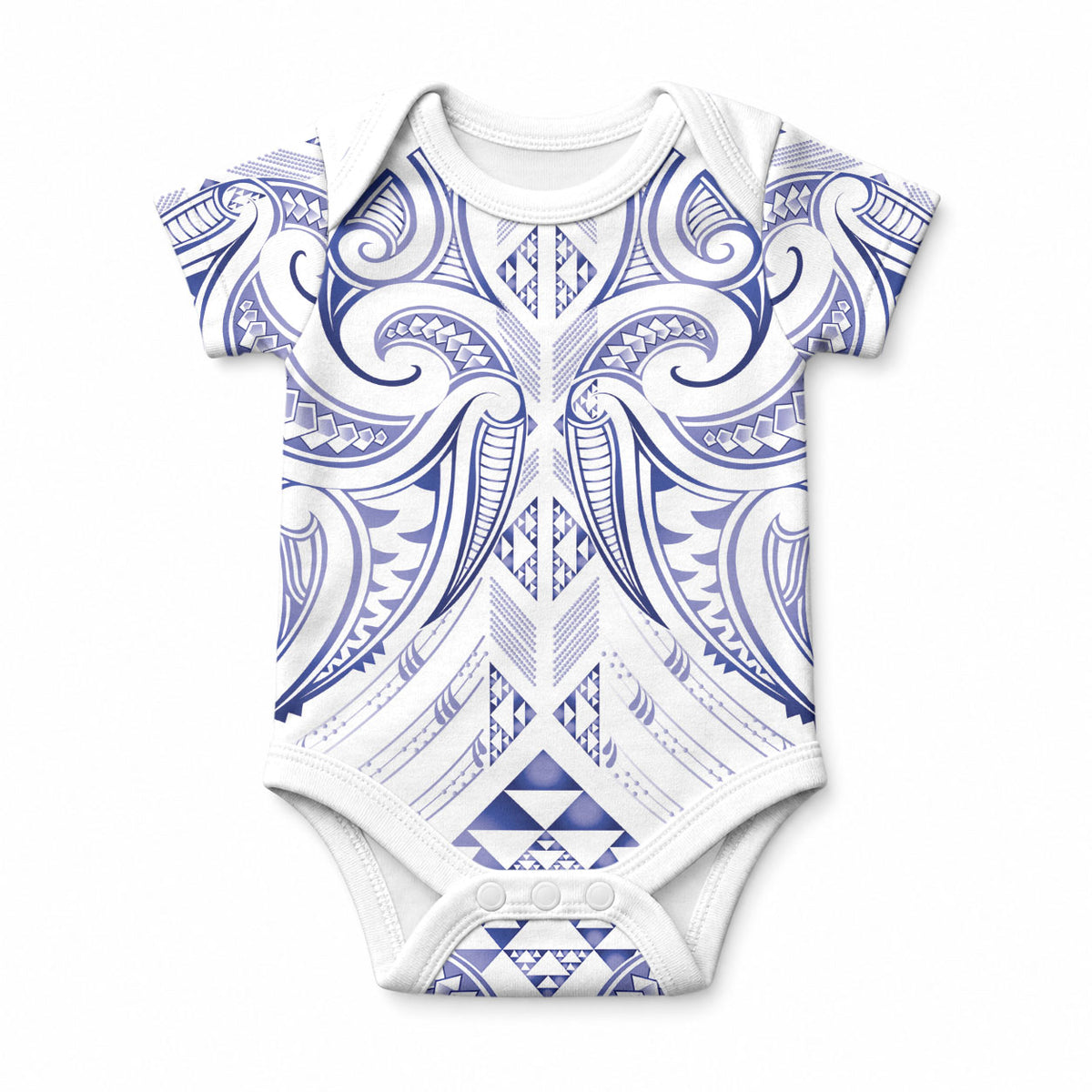 Maori Rugby Custom Ngaru Mangopare Baby Onesie Kikorangi Niho Taniwha Motif