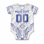 Maori Rugby Custom Ngaru Mangopare Baby Onesie Kikorangi Niho Taniwha Motif