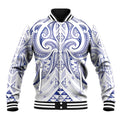 Maori Rugby Custom Ngaru Mangopare Baseball Jacket Kikorangi Niho Taniwha Motif
