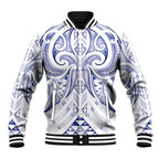Maori Rugby Custom Ngaru Mangopare Baseball Jacket Kikorangi Niho Taniwha Motif