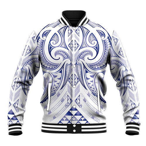 Maori Rugby Custom Ngaru Mangopare Baseball Jacket Kikorangi Niho Taniwha Motif