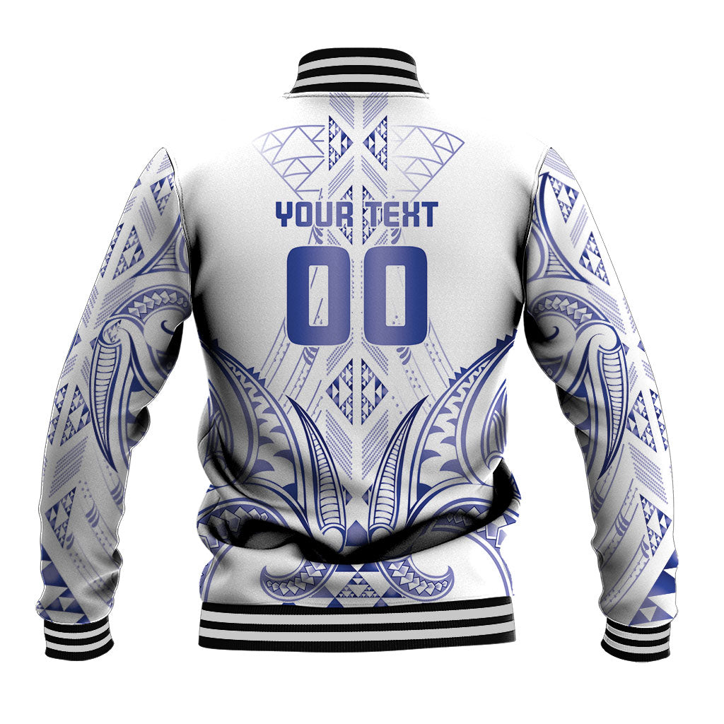 Maori Rugby Custom Ngaru Mangopare Baseball Jacket Kikorangi Niho Taniwha Motif