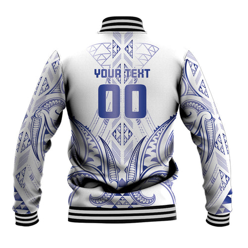 Maori Rugby Custom Ngaru Mangopare Baseball Jacket Kikorangi Niho Taniwha Motif