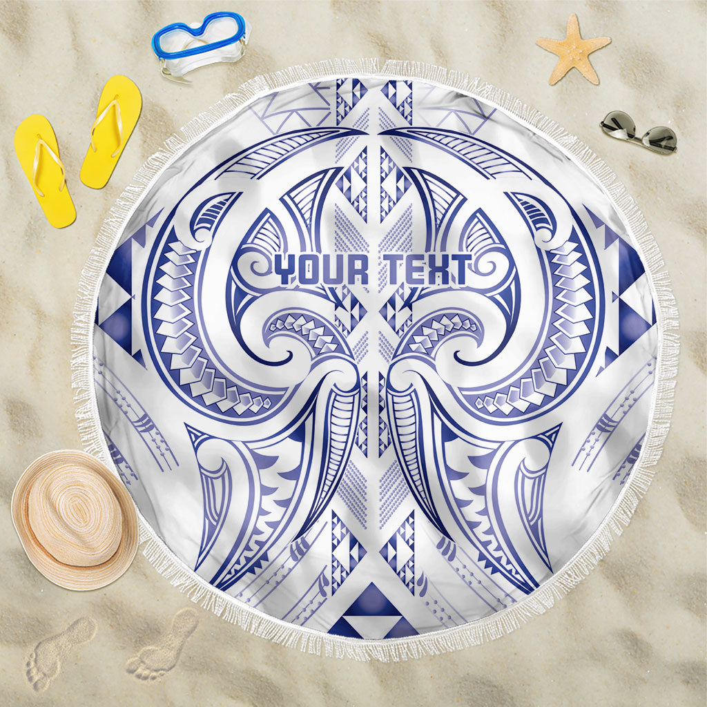 Maori Rugby Custom Ngaru Mangopare Beach Blanket Kikorangi Niho Taniwha Motif