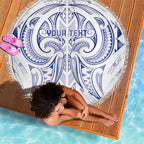 Maori Rugby Custom Ngaru Mangopare Beach Blanket Kikorangi Niho Taniwha Motif