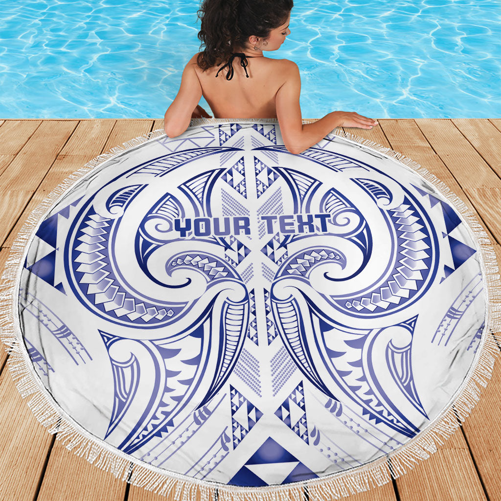 Maori Rugby Custom Ngaru Mangopare Beach Blanket Kikorangi Niho Taniwha Motif