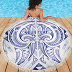 Maori Rugby Custom Ngaru Mangopare Beach Blanket Kikorangi Niho Taniwha Motif