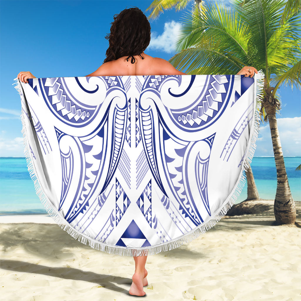 Maori Rugby Custom Ngaru Mangopare Beach Blanket Kikorangi Niho Taniwha Motif