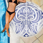 Maori Rugby Custom Ngaru Mangopare Beach Blanket Kikorangi Niho Taniwha Motif
