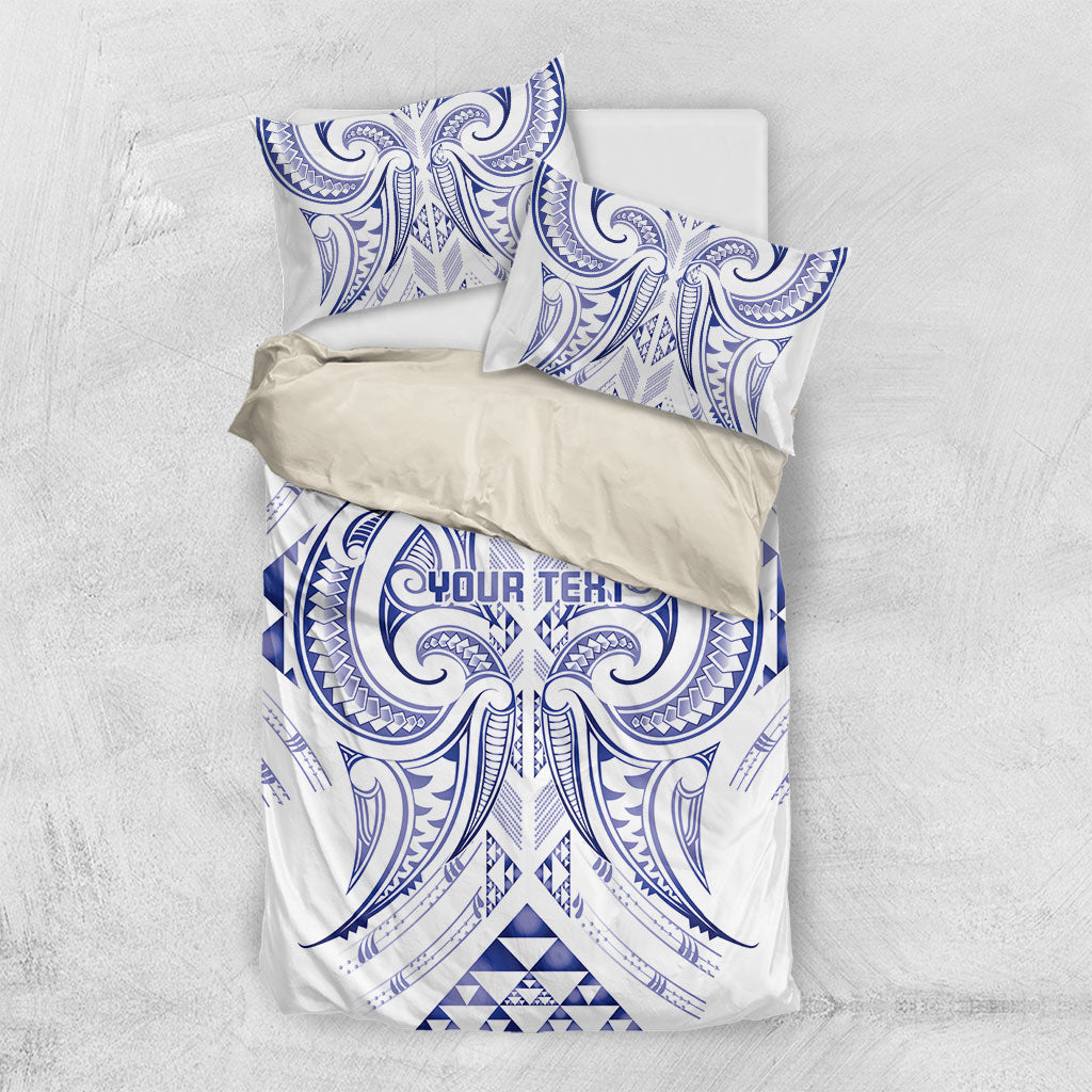 Maori Rugby Custom Ngaru Mangopare Bedding Set Kikorangi Niho Taniwha Motif