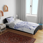 Maori Rugby Custom Ngaru Mangopare Bedding Set Kikorangi Niho Taniwha Motif