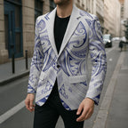 Maori Rugby Custom Ngaru Mangopare Blazer Kikorangi Niho Taniwha Motif