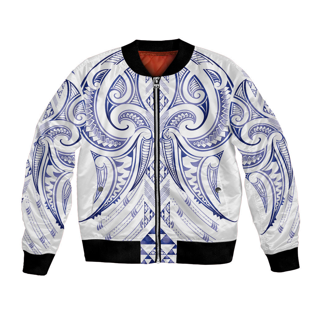 Maori Rugby Custom Ngaru Mangopare Bomber Jacket Kikorangi Niho Taniwha Motif