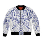 Maori Rugby Custom Ngaru Mangopare Bomber Jacket Kikorangi Niho Taniwha Motif