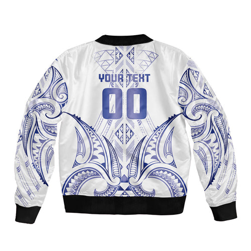 Maori Rugby Custom Ngaru Mangopare Bomber Jacket Kikorangi Niho Taniwha Motif