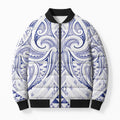 Maori Rugby Custom Ngaru Mangopare Bomber Puffer Jacket Kikorangi Niho Taniwha Motif