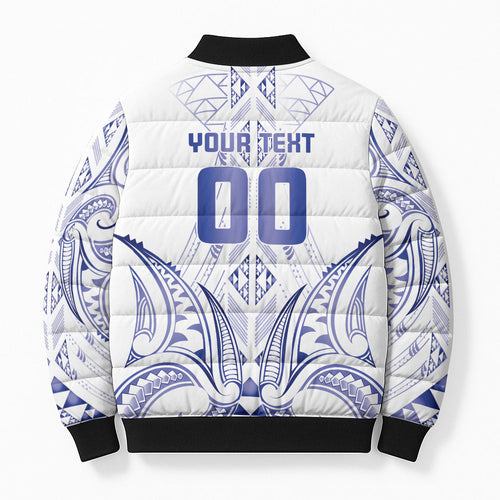 Maori Rugby Custom Ngaru Mangopare Bomber Puffer Jacket Kikorangi Niho Taniwha Motif