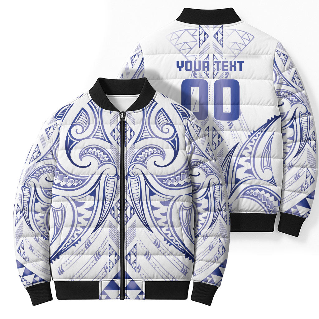 Maori Rugby Custom Ngaru Mangopare Bomber Puffer Jacket Kikorangi Niho Taniwha Motif