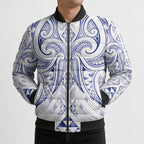 Maori Rugby Custom Ngaru Mangopare Bomber Puffer Jacket Kikorangi Niho Taniwha Motif