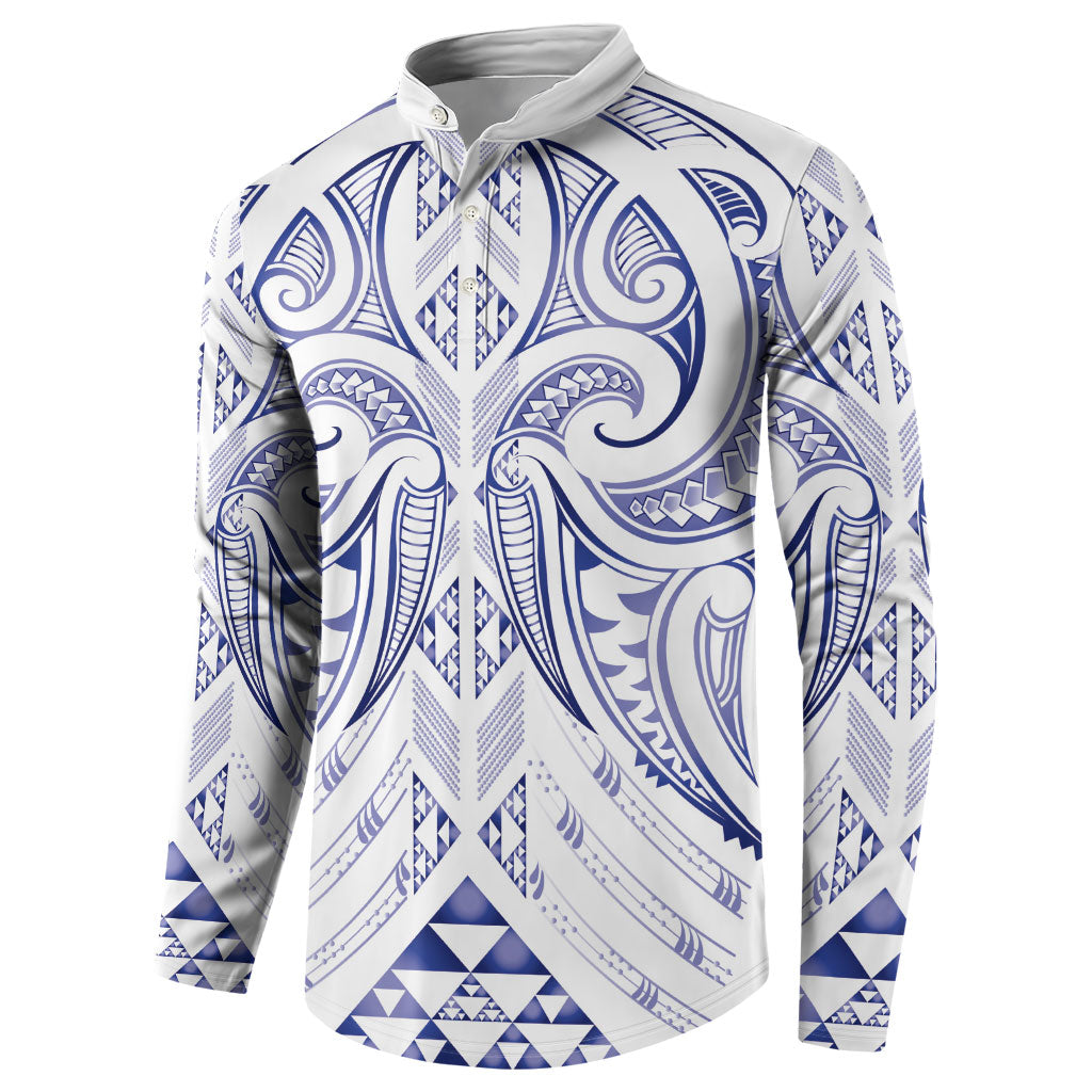 Maori Rugby Custom Ngaru Mangopare Button Sweatshirt Kikorangi Niho Taniwha Motif
