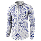 Maori Rugby Custom Ngaru Mangopare Button Sweatshirt Kikorangi Niho Taniwha Motif