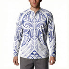 Maori Rugby Custom Ngaru Mangopare Button Sweatshirt Kikorangi Niho Taniwha Motif