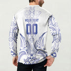Maori Rugby Custom Ngaru Mangopare Button Sweatshirt Kikorangi Niho Taniwha Motif