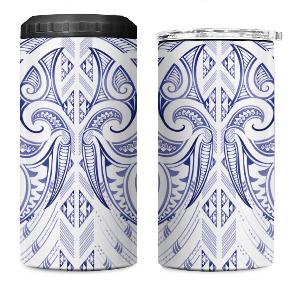 Maori Rugby Custom Ngaru Mangopare 4 in 1 Can Cooler Tumbler Kikorangi Niho Taniwha Motif