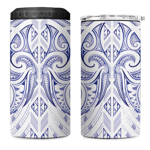 Maori Rugby Custom Ngaru Mangopare 4 in 1 Can Cooler Tumbler Kikorangi Niho Taniwha Motif