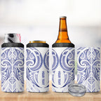 Maori Rugby Custom Ngaru Mangopare 4 in 1 Can Cooler Tumbler Kikorangi Niho Taniwha Motif