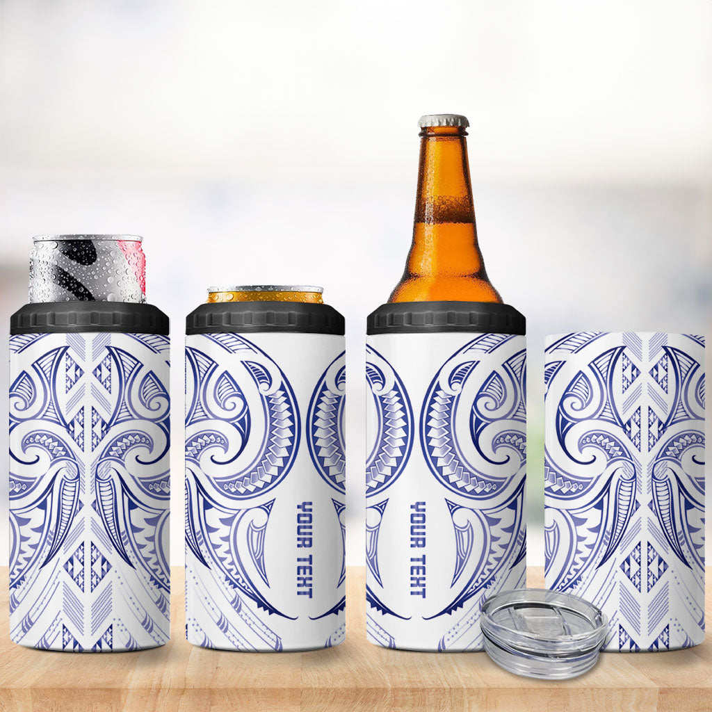 Maori Rugby Custom Ngaru Mangopare 4 in 1 Can Cooler Tumbler Kikorangi Niho Taniwha Motif