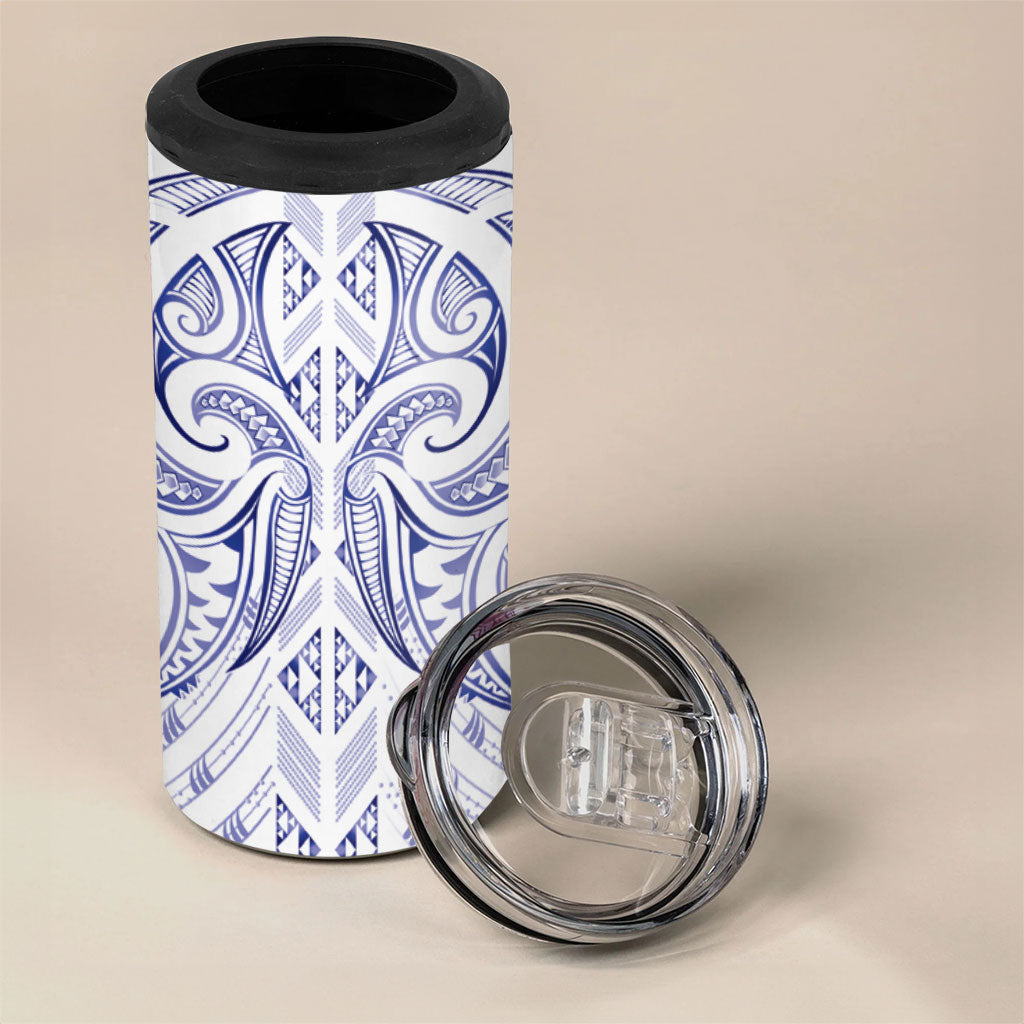 Maori Rugby Custom Ngaru Mangopare 4 in 1 Can Cooler Tumbler Kikorangi Niho Taniwha Motif