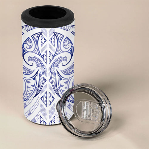 Maori Rugby Custom Ngaru Mangopare 4 in 1 Can Cooler Tumbler Kikorangi Niho Taniwha Motif