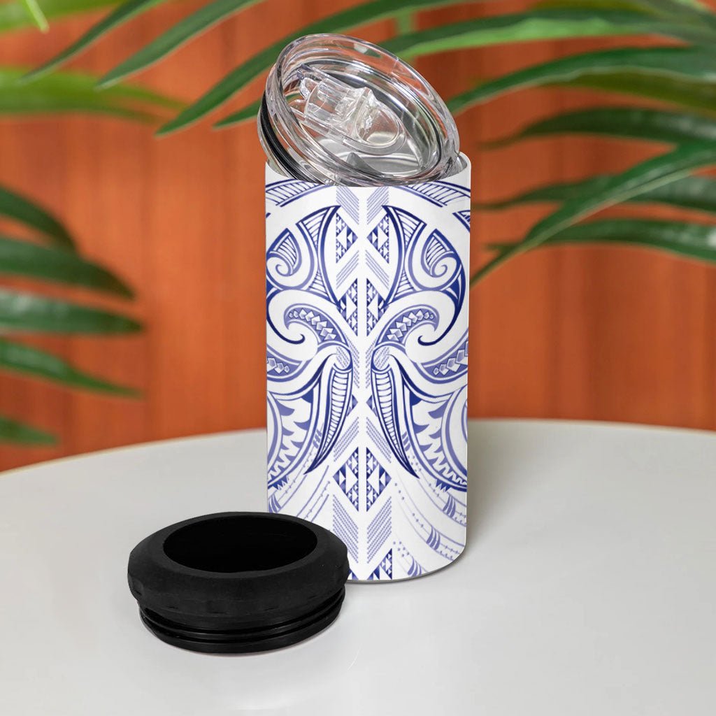 Maori Rugby Custom Ngaru Mangopare 4 in 1 Can Cooler Tumbler Kikorangi Niho Taniwha Motif