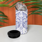 Maori Rugby Custom Ngaru Mangopare 4 in 1 Can Cooler Tumbler Kikorangi Niho Taniwha Motif