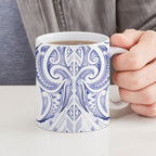 Maori Rugby Custom Ngaru Mangopare Ceramic Mug Kikorangi Niho Taniwha Motif