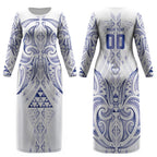 Maori Rugby Custom Ngaru Mangopare Couples Matching Long Sleeve Bodycon Dress and Hawaiian Shirt Kikorangi Niho Taniwha Motif
