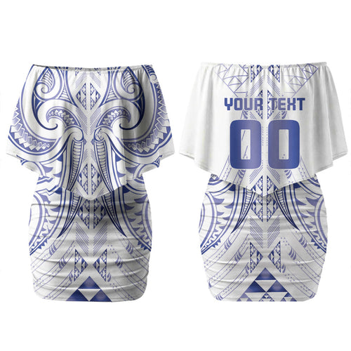 Maori Rugby Custom Ngaru Mangopare Couples Matching Off Shoulder Short Dress and Hawaiian Shirt Kikorangi Niho Taniwha Motif