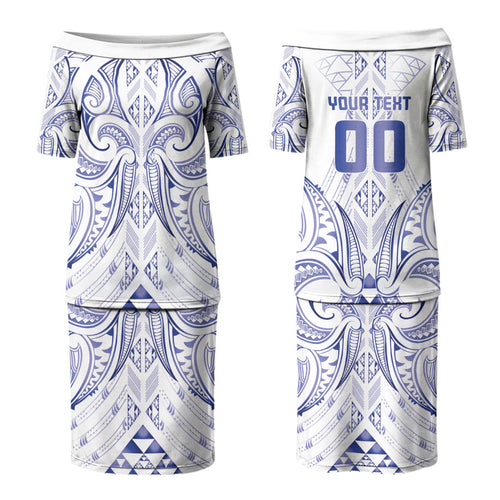 Maori Rugby Custom Ngaru Mangopare Couples Matching Puletasi and Hawaiian Shirt Kikorangi Niho Taniwha Motif