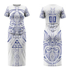 Maori Rugby Custom Ngaru Mangopare Couples Matching Short Sleeve Bodycon Dress and Hawaiian Shirt Kikorangi Niho Taniwha Motif