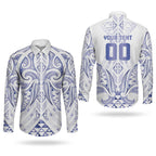 Maori Rugby Custom Ngaru Mangopare Couples Matching Short Sleeve Bodycon Dress and Long Sleeve Button Shirt Kikorangi Niho Taniwha Motif