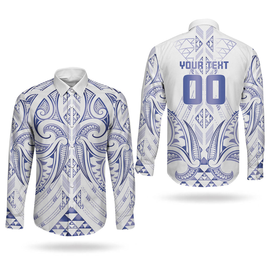 Maori Rugby Custom Ngaru Mangopare Couples Matching Short Sleeve Bodycon Dress and Long Sleeve Button Shirt Kikorangi Niho Taniwha Motif