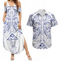 Maori Rugby Custom Ngaru Mangopare Couples Matching Summer Maxi Dress and Hawaiian Shirt Kikorangi Niho Taniwha Motif