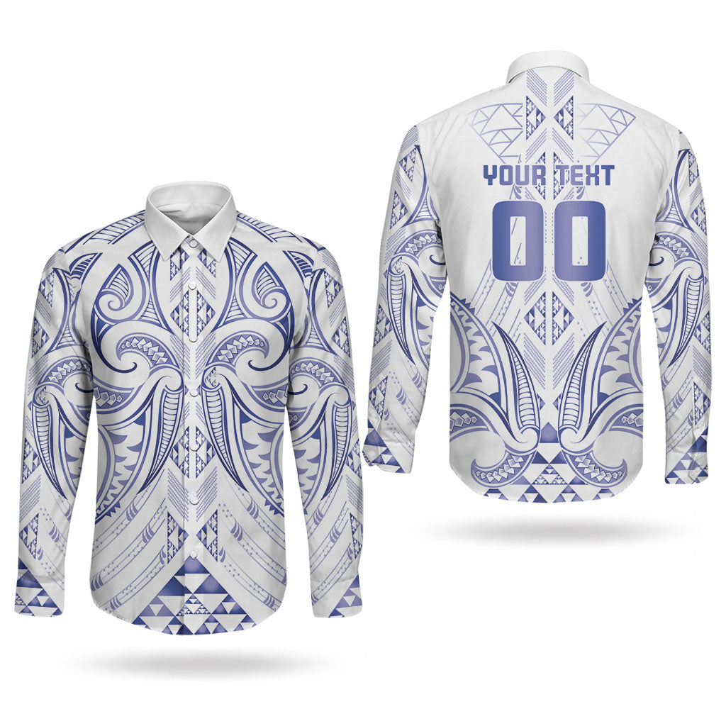 Maori Rugby Custom Ngaru Mangopare Couples Matching Summer Maxi Dress and Long Sleeve Button Shirt Kikorangi Niho Taniwha Motif
