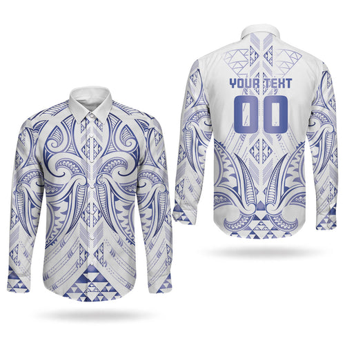 Maori Rugby Custom Ngaru Mangopare Couples Matching Summer Maxi Dress and Long Sleeve Button Shirt Kikorangi Niho Taniwha Motif